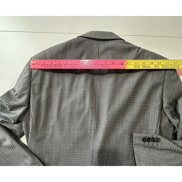 John Varvatos Blazer Sport Coat Men 40L Gray Wool Plaid Jacket Two Button USA - Picture 7 of 16